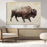 54810031-MGV-CV-36X24-Western Wall Art – Snow Covered Bison Canvas Print, Rustic Wildlife Photography Decor for Bedroom, Living Room, Office, Lodge,