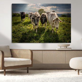 67277447-MGV-CV-36X24-Farmhouse Wall Art – Herd of Cows Canvas Print, Rustic Country Pasture Photography Decor for Bedroom, Living Room, Office, Ranch,