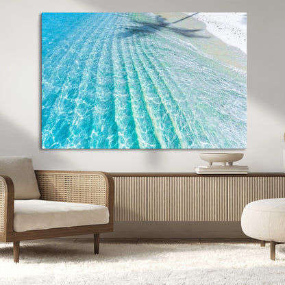 46233906-MGV-CV-36X24-Coastal Wall Art – Turquoise Ocean Waves and White Sand Canvas Print, Tropical Beach Photography Decor for Bedroom, Living Room,