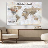 30792405-MGV-CV-36X24-Personalized World Map Wall Art – Rustic Beige Adventure Travel Map with Custom Couple Names, Vintage Wall Decor for Home or