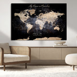 51488142-MGV-CV-36X24-Personalized World Map Wall Art – Dark Rustic Adventure Travel Map with Custom Names, Vintage Wall Decor for Couples, Families or