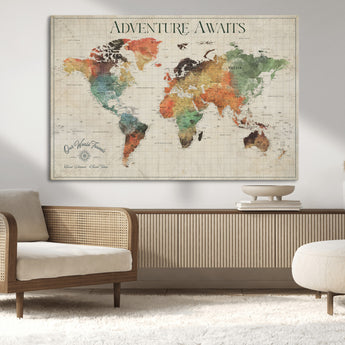 24737989-MGV-CV-36X24-Personalized World Map Wall Art – Colorful Vintage Adventure Travel Map with Custom Names, Unique Wall Decor for Couples,