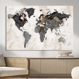 MGV-CV-36X24 - World Map Wall Art Canvas Print, Framed Rustic Map Art Picture Print, Antique Map Perfect Rustic Explorer Decor Artwork