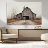 90499-MGV-CV-36X24-Old Barn Wall Art Canvas Print, Framed Rustic Barn Art Picture Print, Abandoned Farm Perfect Rustic Farmhouse Decor Artwork