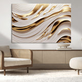 41237-MGV-CV-36X24-Gold Waves Wall Art Canvas Print, Framed Elegant Flow Art Picture Print, Luxury Layers Perfect Minimal Luxe Decor Artwork