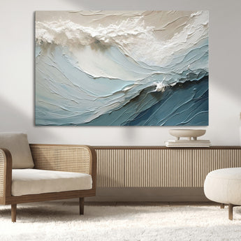 53646-MGV-CV-36X24-Ocean Wave Wall Art Canvas Print, Framed Textured Seascape Art Picture Print, Modern Ocean Perfect Minimal Coastal 2/2 Decor