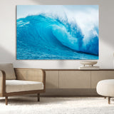 15566-MGV-CV-36X24-Ocean Wave Wall Art Canvas Print, Framed Curling Wave Art Picture Print, Vibrant Surf Wave Perfect Coastal Surf Decor Artwork
