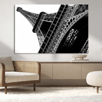 89033-MGV-CV-36X24-Eiffel Tower Wall Art – Dramatic Black and White Architectural Canvas Print, Modern Paris Decor for Office, Living Room or