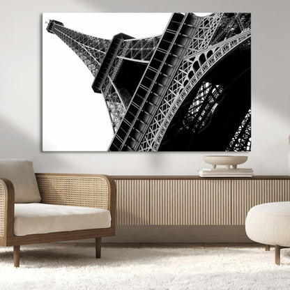 89033-MGV-CV-36X24-Eiffel Tower Wall Art – Dramatic Black and White Architectural Canvas Print, Modern Paris Decor for Office, Living Room or