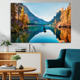 32962-MGV-CV-36X24-Mountain Lake Wall Art – Tranquil Autumn Landscape Canvas Print, Nature Reflection Decor for Living Room, Bedroom, Office or Cabin