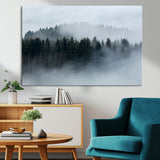 42596-MGV-CV-36X24-Misty Forest Wall Art – Atmospheric Pine Trees Canvas Print, Nature Landscape Decor for Living Room, Bedroom, Office, or Cabin