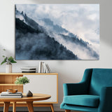 85737-MGV-CV-36X24-Misty Mountain Wall Art – Atmospheric Pine Forest Canvas Print with Fog and Mist, Calm Nature Decor for Living Room, Bedroom,