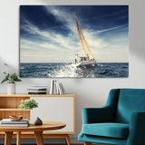 75430-MGV-CV-36X24-Sailing Boat Wall Art – Dynamic Ocean Yacht Canvas Print, Nautical Decor for Living Room, Office, Beach House or Cabin