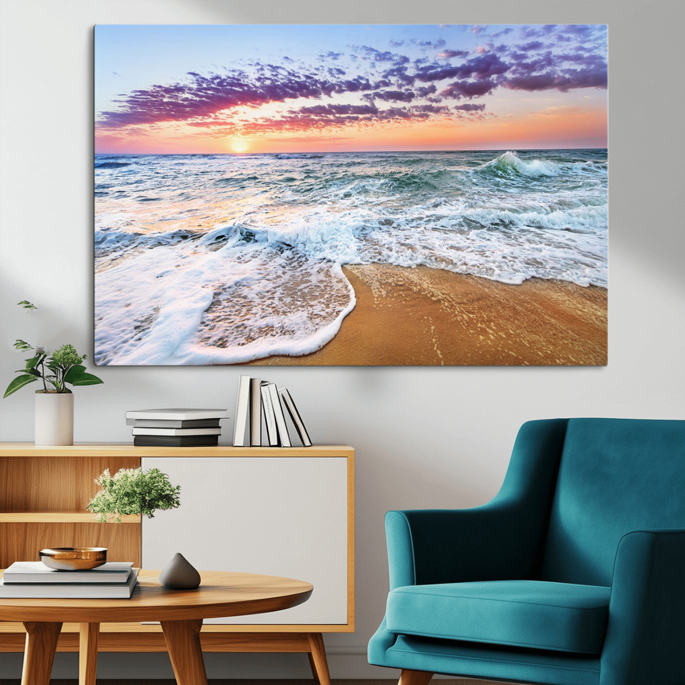 53006-MGV-CV-36X24-Ocean Beach Sunset Wall Art – Vibrant Seascape Canvas Print, Coastal Home Decor for Living Room, Bedroom, Office or Beach House