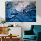 27810-MGV-CV-36X24-Abstract Blue Gold Fluid Art Wall – Modern Canvas Print, Elegant Home & Office Wall Art, Stylish Living Room or Bedroom Decor