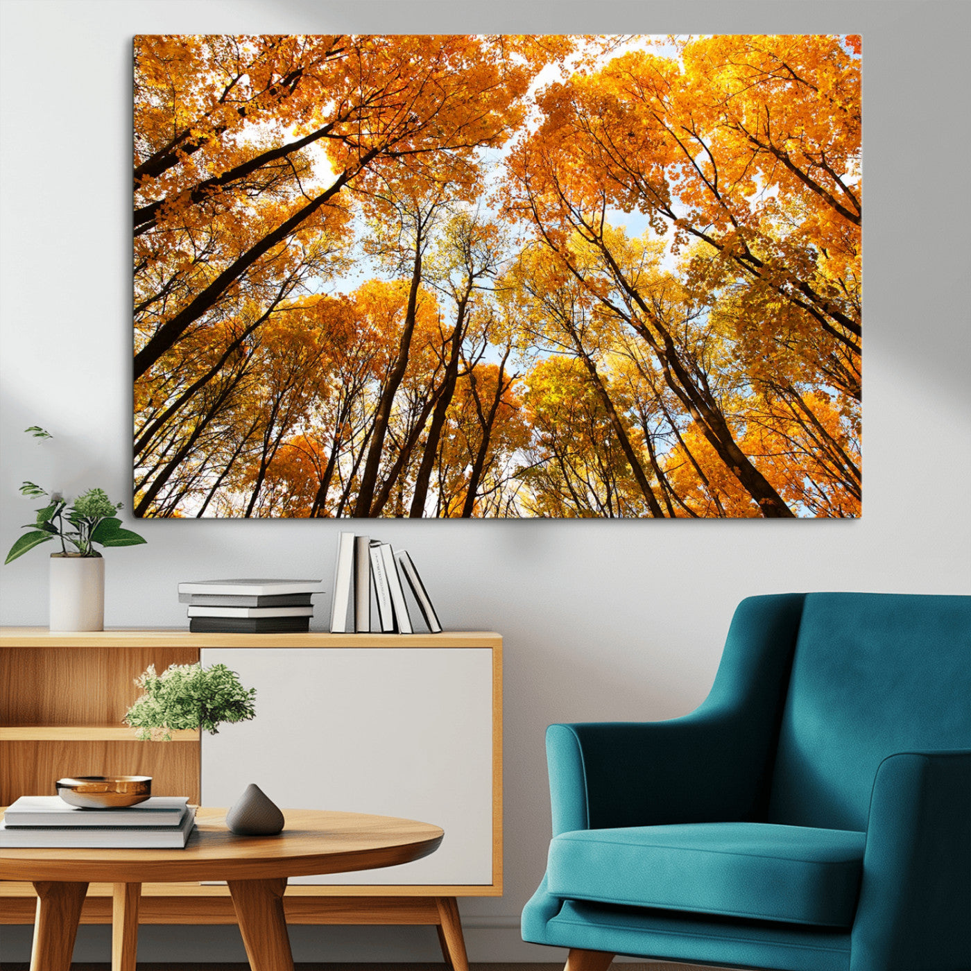 11823-MGV-CV-36X24-Golden Autumn Tree Canopy Wall Art – Stunning Fall Forest Leaves Print, Warm Seasonal Nature Decor for Home, Office or Cabin