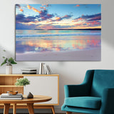64882-MGV-CV-36X24-Tranquil Sunset Beach Wall Art – Panoramic Ocean Reflection Canvas Print, Calm Coastal Decor for Bedroom, Living Room or Office