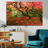 73343-MGV-CV-36X24-Autumn Maple Wall Art – Panoramic Vibrant Red Maple Tree Canvas Print, Seasonal Nature Decor for Office, Living Room or Garden