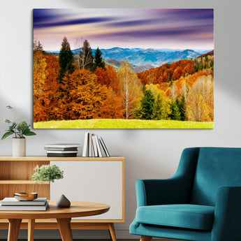 58007-MGV-CV-36X24-Autumn Mountain Landscape Wall Art – Stunning Fall Forest Canvas Print, Cozy Nature Decor for Home or Office