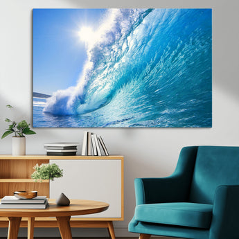 37494-MGV-CV-36X24-Ocean Wave Canvas Art – Stunning Blue Wave Photography, Coastal Wall Decor for Living Room, Bedroom or Office