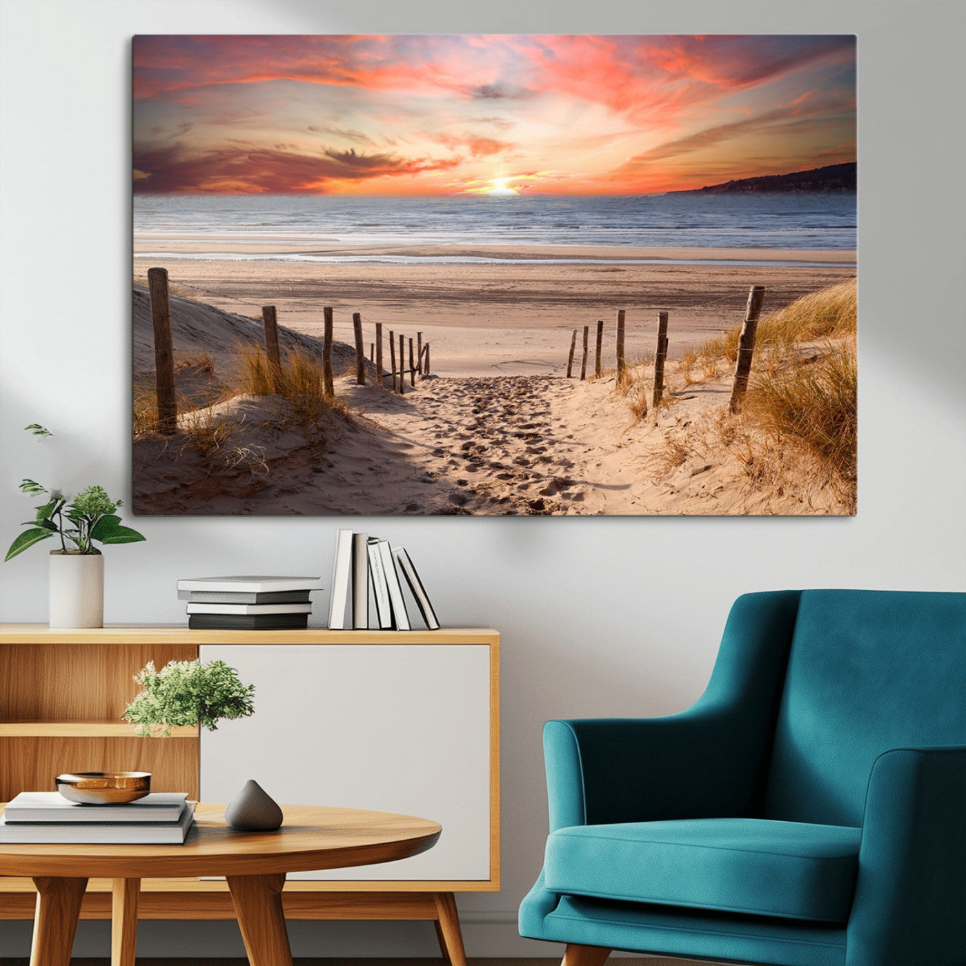 78111-MGV-CV-36X24-Sunset Pathway Wall Art – Panoramic Coastal Canvas Print, Tranquil Beach Decor for Living Room, Office or Bedroom