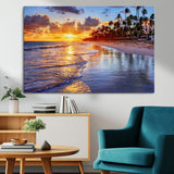 19917-MGV-CV-36X24-Tropical Sunset Beach Wall Art – Panoramic Palm Trees and Ocean Canvas Print, Vibrant Coastal Decor for Living Room, Office or Man