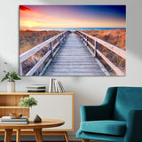 60625-MGV-CV-36X24-Beach Boardwalk Sunrise Wall Art – Coastal Pathway to Ocean Canvas Print, Seaside Landscape Decor for Home or Office