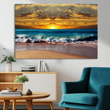 83389-MGV-CV-36X24-Ocean Sunrise Wall Art – Vibrant Beach Waves Canvas Print, Coastal Seascape Decor for Living Room or Office