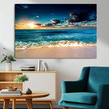 88985-MGV-CV-36X24-Ocean Sunset Wall Art – Tranquil Beach Waves Canvas Print, Coastal Seascape Decor for Living Room or Office