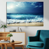 84116-MGV-CV-36X24-Ocean Wave Wall Art – Blue Sea and Beach Canvas Print, Coastal Seascape Photography Artwork for Living Room, Bedroom, or Office