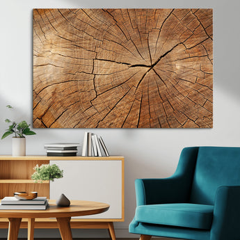61710-MGV-CV-36X24-Tree Rings Wall Art – Rustic Wood Grain Canvas Print of Tree Trunk Cross Section, Nature Inspired Decor for Cabin, Office, Living