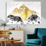 37733-MGV-CV-36X24-Golden Mountain Wall Art – Modern Abstract Landscape Canvas Print with Birds, Luxury Nature Decor for Living Room, Bedroom, or