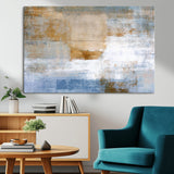 72354-MGV-CV-36X24-Blue and Gold Abstract Wall Art – Modern Minimalist Canvas Print, Textured Contemporary Painting for Living Room, Bedroom, or