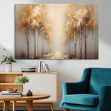 95004-MGV-CV-36X24-Autumn Forest Path Wall Art – Hand Painted Canvas Print with Golden Trees, Modern Nature Landscape Decor for Living Room, Bedroom