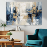 44344-MGV-CV-36X24-Abstract Blue and Gold Wall Art – Modern Hand Painted Canvas Print, Contemporary Textured Painting for Living Room, Bedroom or