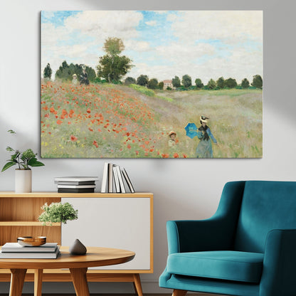 74890-MGV-CV-36X24-Monet Poppy Field Wall Art – Impressionist Landscape Canvas Print, Classic French Artwork for Living Room, Bedroom or Office Decor