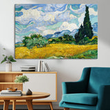 97252-MGV-CV-36X24-Wheat Field with Cypress – Van Gogh Wall Art, Impressionist Landscape Canvas Print, Rustic Home Decor for Living Room or Office