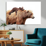 76943-MGV-CV-36X24-Mom Bear Wall Art Canvas Print, Framed Bear Photography Art Picture Print, Rustic Bear and Cub Perfect Rustic Farmhouse Decor