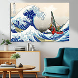 19450-MGV-CV-36X24-Great Wave Adventure Wall Art – Japanese Style Ocean Canvas Print, Fantasy Sailing Decor for Living Room, Bedroom or Office