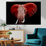 14788-MGV-CV-36X24-Red Elephant Wall Art – Bold Wildlife Canvas Print, African Safari Animal Decor for Living Room, Bedroom or Office