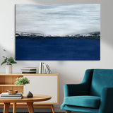 62197-MGV-CV-36X24-Abstract Ocean Wall Art – Minimalist Blue and White Canvas Print, Modern Coastal Seascape Painting for Bedroom, Living Room or
