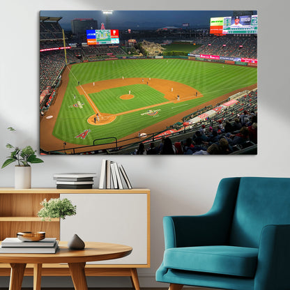 93707-MGV-CV-36X24-Los Angeles Stadium Wall Art Canvas Print, Framed Angel Stadium Field Art Picture Print, Anaheim Stadium Perfect Sports Room Decor