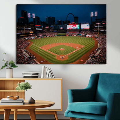 38612-MGV-CV-36X24-Busch Stadium Wall Art Canvas Print, Framed Missouri Stadium Art Picture Print, Busch Stadium Field Perfect Sports Room Decor