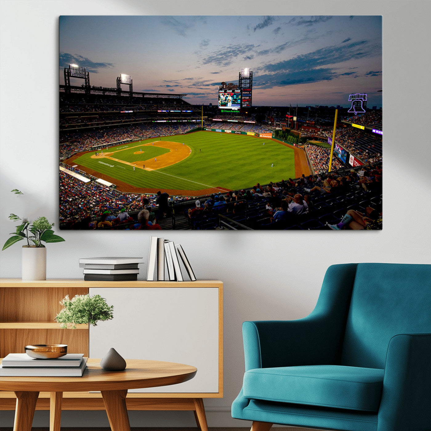 17415-MGV-CV-36X24-Philadelphia Phillies Stadium Wall Art Canvas Print, Framed Citizens Bank Park Art Picture Print, Phillies Stadium Field Perfect
