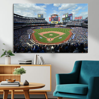 22910-MGV-CV-36X24-City Field Stadium Wall Art Canvas Print, Framed New York Stadium Art Picture Print, City Field Perfect Sport Room Decor Artwork