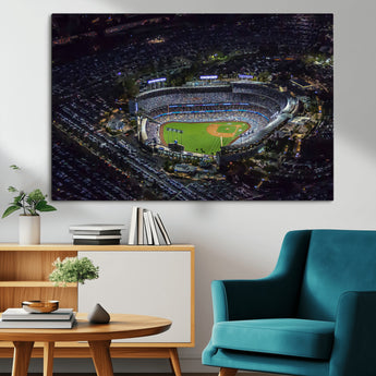 16515-MGV-CV-36X24-Dodgers Stadium Wall Art Canvas Print, Framed Baseball Stadium Art Picture Print, Dodgers Field Perfect Sport Room Decor Artwork