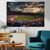 53432-MGV-CV-36X24-Fenway Park Stadium Wall Art Canvas Print, Framed Boston Baseball Stadium Art Picture Print, Massachusetts Fenway Park Perfect
