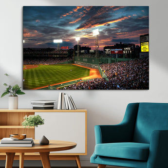 66781-MGV-CV-36X24-Baseball Stadium Wall Art – Canvas Print Evening Game Field Packed Crowd Sunset Sky Sports Photography, Dynamic Decor for Game