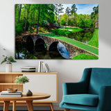 57655-MGV-CV-36X24-Golf Course Wall Art – Canvas Print Scenic Green Fairway Stone Bridge Water Reflection Landscape, Classic Sports Decor for Office,