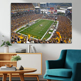51419-MGV-CV-36X24-Heinz Field Wall Art Canvas Print, Framed Pittsburgh Stadium Field Art Picture Print, Heinz Stadium Field Perfect Sports Room